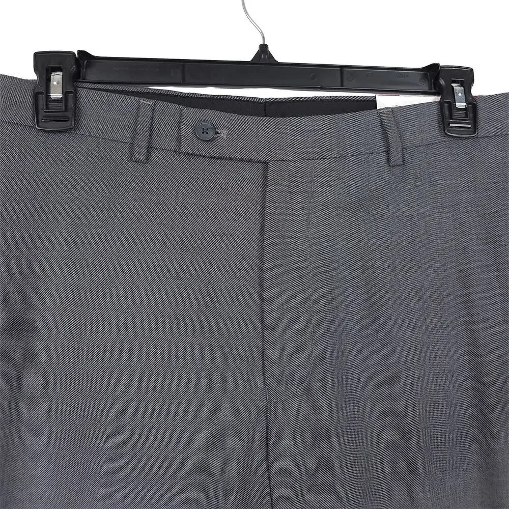 Calvin Klein Mens Slim Fit Dress Pants 33x32 Medium Grey Solid Sharkskin Stretch